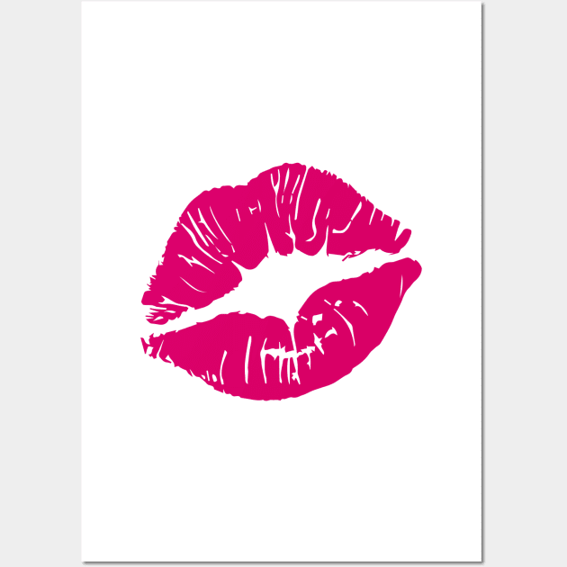 Hot Pink Lips (Light) Wall Art by Lushy